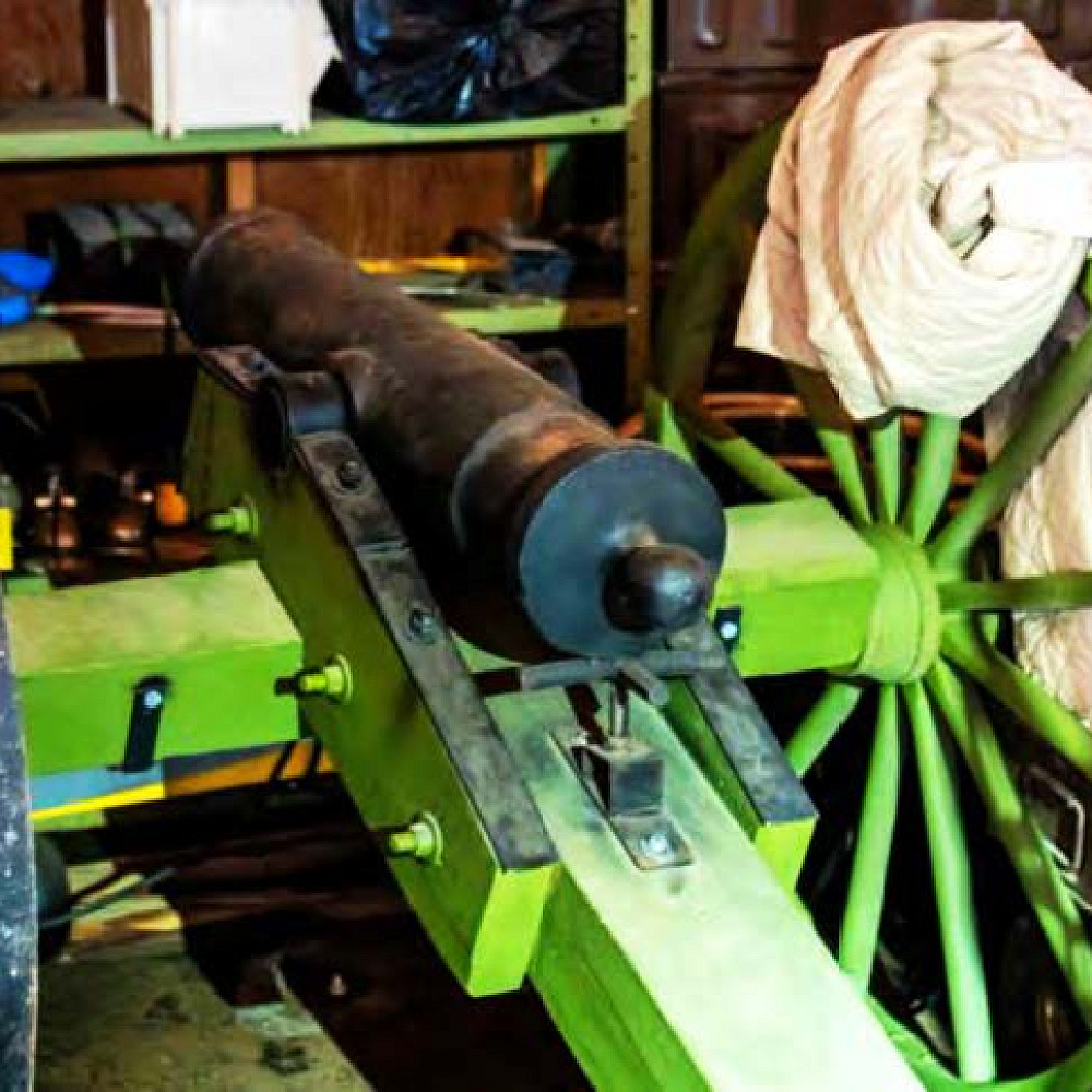 An antique cannon found in Inky Mark’s basement (Manitoba RCMP)
