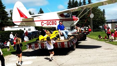 Might be the first time the Russell flying club had a couple of planes - one big and one small - on Binscarth’s Main drag.