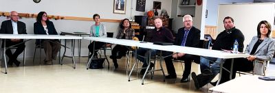 (L-R) Len Derkach, Estha Baseley, Judy Snitynsky, Maria Christine “Teena” Diores, Joel Boucher, Chris Radford, Bob Haliuk and Leanne Bily. Incumbents and new people running for seats at the council table - and mayoral chair.
