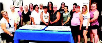 Back Row: L:R: Gloria Tibbatts, Lexie Butler, Liz Finch, Mandie Zimmer, Nicki Stewart and Darlene Lane. Front Row: Gerrie Taylor, Barb Wonitoway, Barb Gadd, Bonnie Cottingham, Robyn Scantlebury, Barb Price, Jen Kryshewski, Cheryl Collins (Nibs), Janelle Carr and Kelly Hunter.